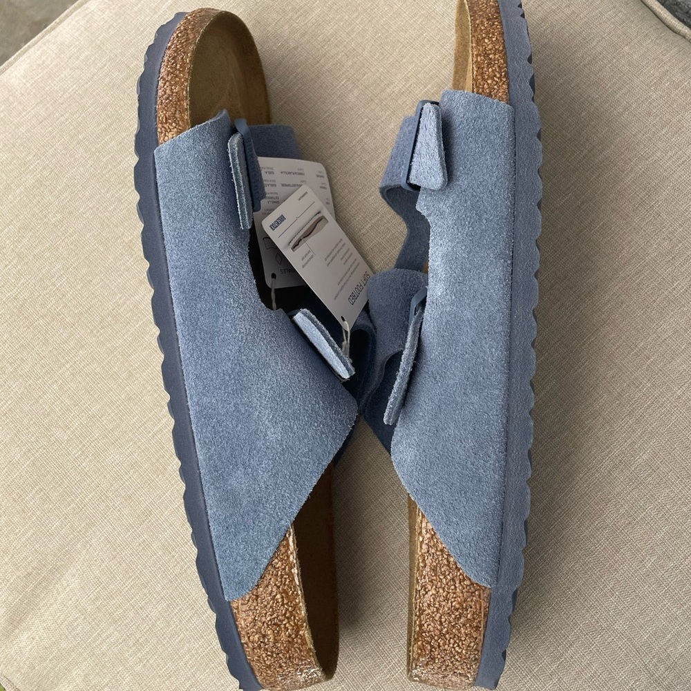 Mens Birkenstock Arizona Soft Footbed Suede Leather Sandal Size 11 - Picture 6 of 11
